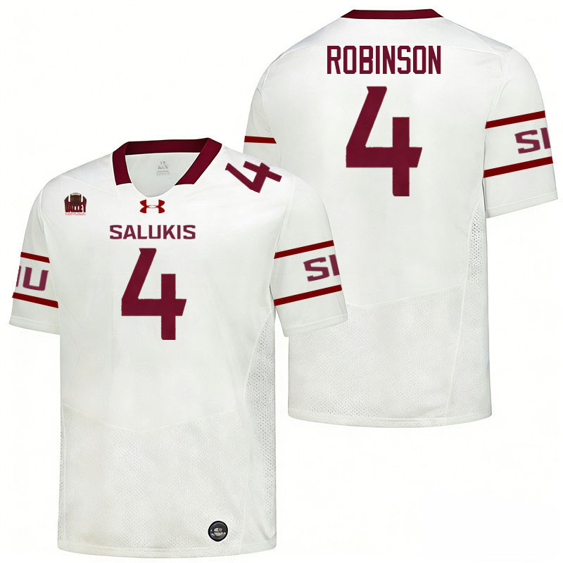 Southern Illinois Salukis #4 Edward Robinson College Football Jerseys,Uniforms-White